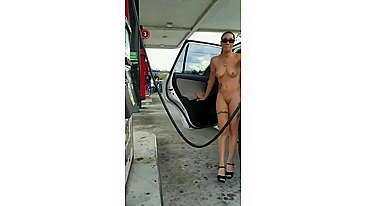 Salaciously Savoring Sensual Women Expose Their Naked Forms At Gas Stations