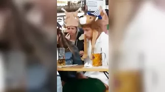 Girlfriend caught jacking off her man at Oktoberfest