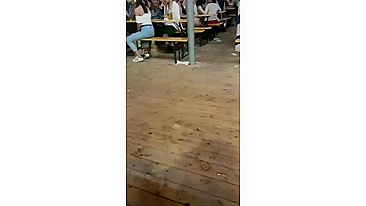 Girlfriend caught jacking off her man at Oktoberfest