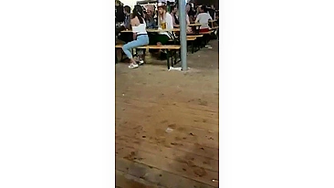 Girlfriend caught jacking off her man at Oktoberfest