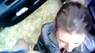 Romanian Gypsy street hooker performs a blowjob to client with cum in mouth