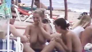 Dutch Woman, Topless, With Huge, Beach-Bound Boobs