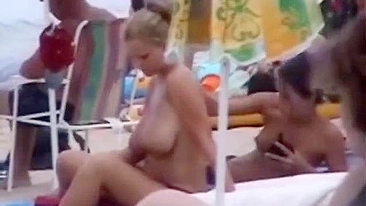 Dutch Woman, Topless, With Huge, Beach-Bound Boobs