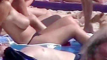 Dutch Woman, Topless, With Huge, Beach-Bound Boobs