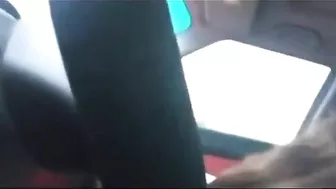 Voyeur lesbian couple licking and kissing in the car