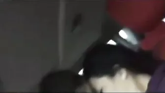 Voyeur lesbian couple licking and kissing in the car