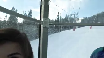 Horny girl secretly masturbating in the ski lift and filming Horny girl secretly masturbating in the ski lift and filming