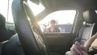 Dude caught jerking off in car by a passer-by woman who watches