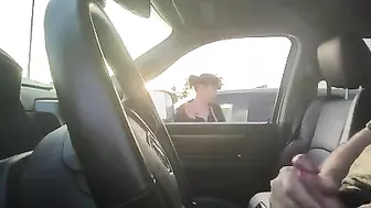 Dude caught jerking off in car by a passer-by woman who watches
