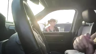 Dude caught jerking off in car by a passer-by woman who watches