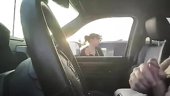 Dude caught jerking off in car by a passer-by woman who watches