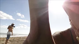 Amazing Young Blonde At The Beach Sucks An Old Man's Superb Cock