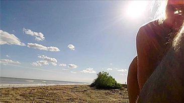 Amazing Young Blonde At The Beach Sucks An Old Man's Superb Cock