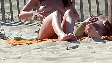 Nudist woman filmed voyeur at the beach in France