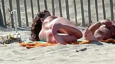 Nudist woman filmed voyeur at the beach in France