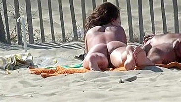 Nudist woman filmed voyeur at the beach in France