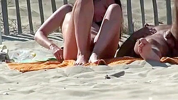 Nudist woman filmed voyeur at the beach in France
