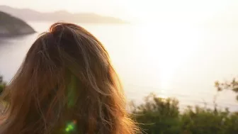 Great blowjob from girlfriend by the sea at sunset