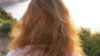 Great blowjob from girlfriend by the sea at sunset