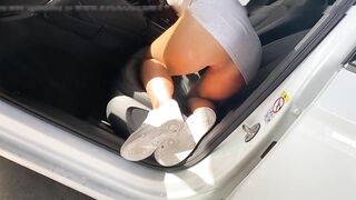 Sinful Wife Flaunts Her Naughty, Panty-Less Delight At Public Car Wash