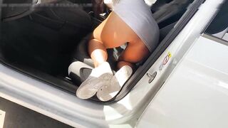 Sinful Wife Flaunts Her Naughty, Panty-Less Delight At Public Car Wash