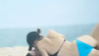 Lesbian couple caught fingering each other at public beach