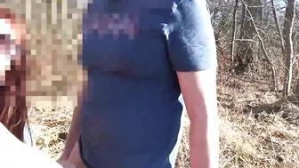 Two total strangers make outdoor sex in front of camera in the forest