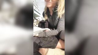 Blonde secretly doing oral sex at the beach