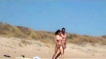 Swinger nudist girl caught fucking with strangers at the beach
