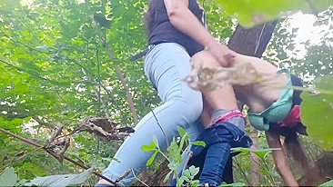 Hardcore lesbian sex in the forest with a strap on