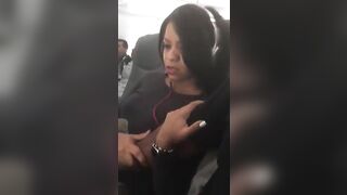 Naughty Black Wife Ecstatically Climaxes By Frisky Fingers In Airplane!