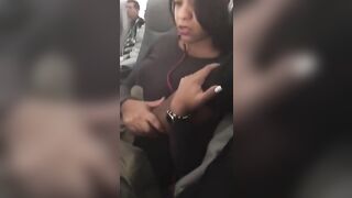 Naughty Black Wife Ecstatically Climaxes By Frisky Fingers In Airplane!