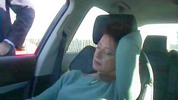 Mature wife lets stranger finger her and swallows his dick in public