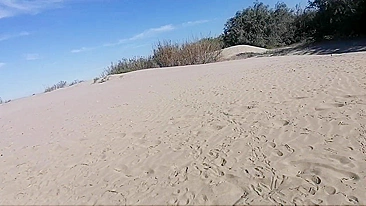 My wife sucking me on the beach dunes