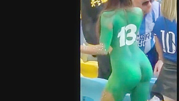 Fantastic Nude Dancing By Stunning Latina In Public Stadium!