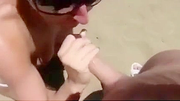 Hot Blonde Slut Woman Sucking Strangers' Dicks At The Beach