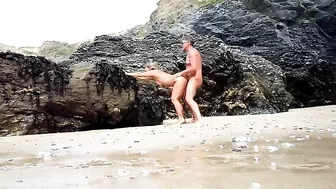 Steamy Hot Mature Older Couple Publicly Engaging In Wild Sex Acts On The Beach