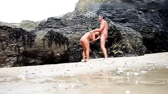 Steamy Hot Mature Older Couple Publicly Engaging In Wild Sex Acts On The Beach