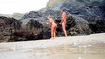 Steamy Hot Mature Older Couple Publicly Engaging In Wild Sex Acts On The Beach
