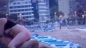 Horny amateur couple caught fucking on a Spanish beach