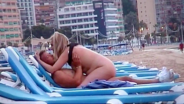 Horny amateur couple caught fucking on a Spanish beach