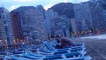 Horny amateur couple caught fucking on a Spanish beach