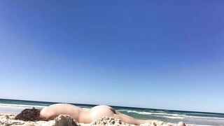 Sexy Nudist Woman With Saggy Tits Films Herself On The Beach