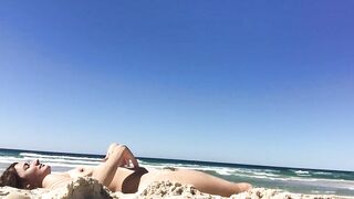 Sexy Nudist Woman With Saggy Tits Films Herself On The Beach