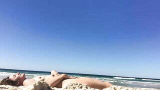 Sexy Nudist Woman With Saggy Tits Films Herself On The Beach