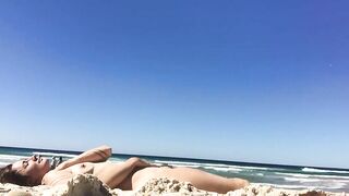 Sexy Nudist Woman With Saggy Tits Films Herself On The Beach