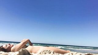 Sexy Nudist Woman With Saggy Tits Films Herself On The Beach