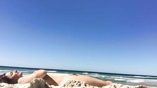 Sexy Nudist Woman With Saggy Tits Films Herself On The Beach