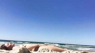 Sexy Nudist Woman With Saggy Tits Films Herself On The Beach