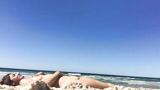 Sexy Nudist Woman With Saggy Tits Films Herself On The Beach